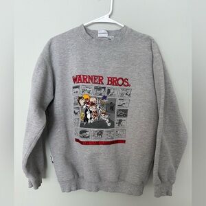 VINTAGE Warner Bros. Gray Cartoon Graphic Crew Neck Sweater, SMALL